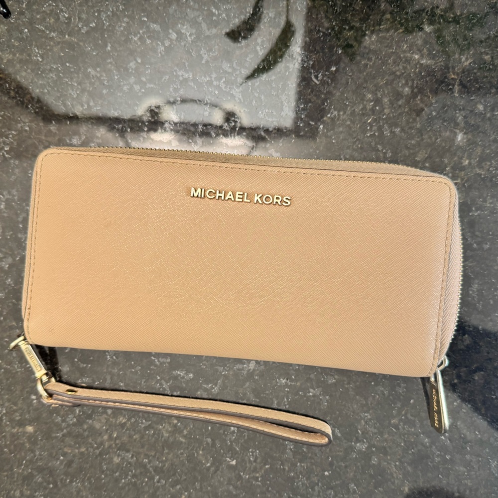 Beige Zip-Around Wallet